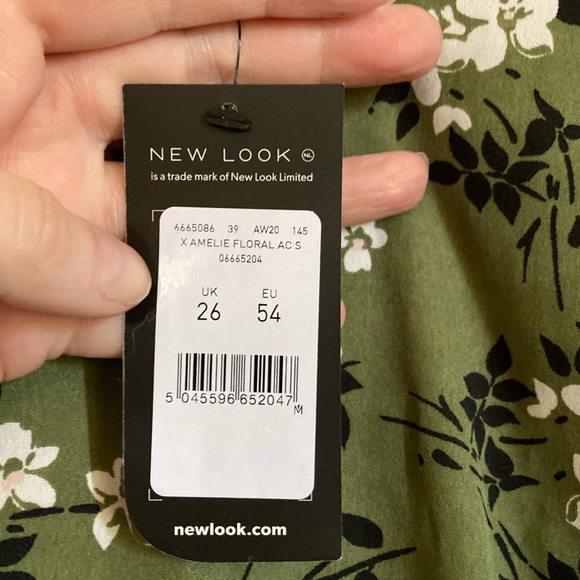 ASOS Curves New Look Avocado Green Amelie Floral Balloon Sleeve Smock Dress #RW - Picture 9 of 12